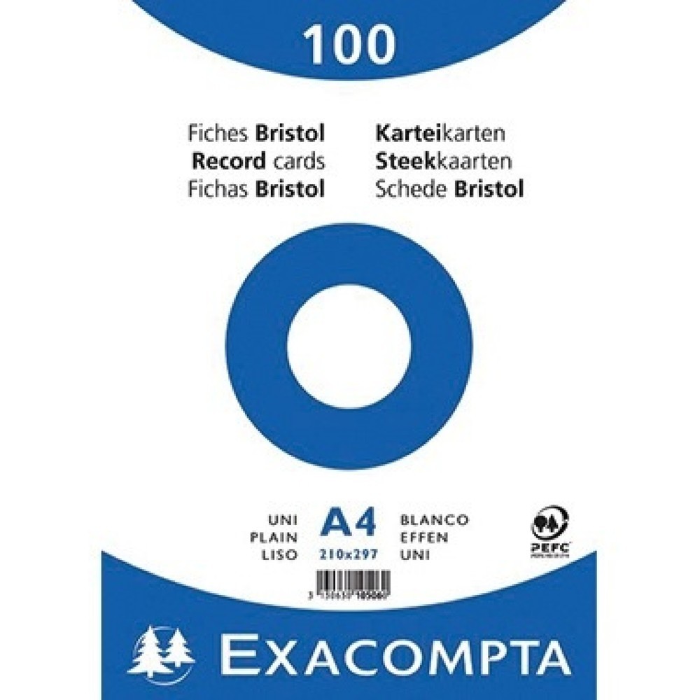 Produktabbildung: Exacompta Karteikarte 10506E DIN A4 blanko weiß 100 St./Pack.