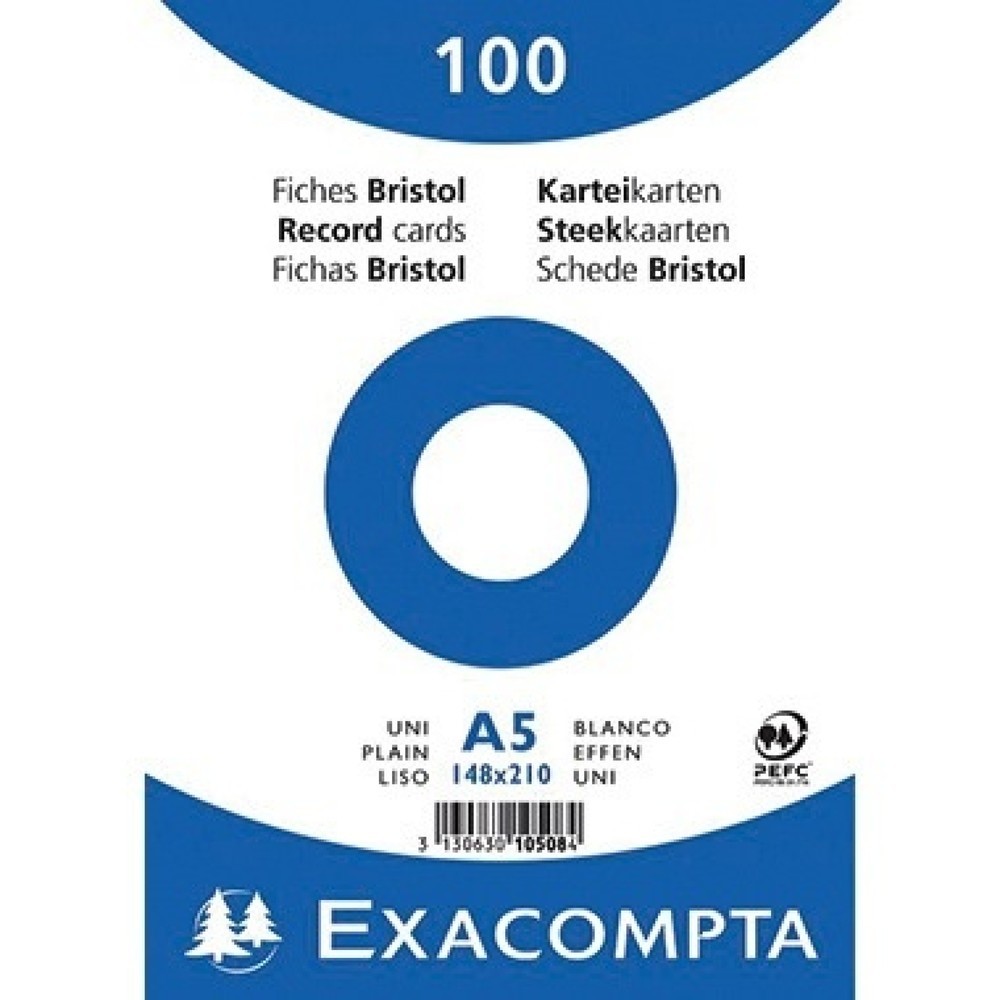 Produktabbildung: Exacompta Karteikarte 10508E DIN A5 blanko weiß 100 St./Pack.