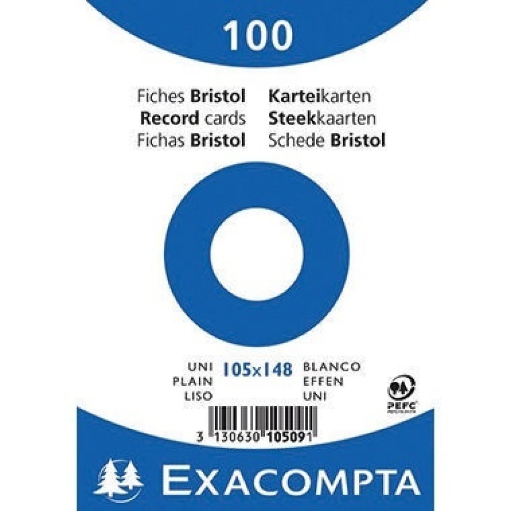 Produktabbildung: Exacompta Karteikarte 10509E DIN A6 blanko weiß 100 St./Pack.