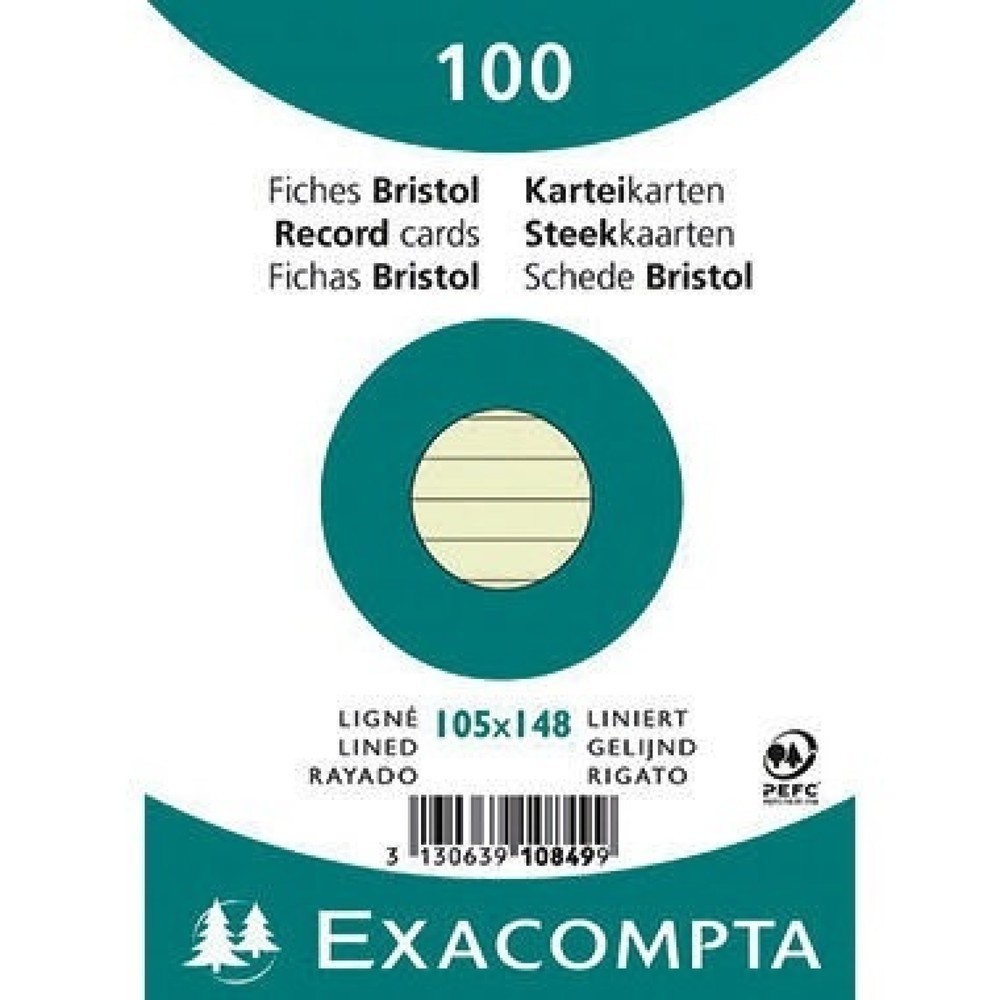 Produktabbildung: Exacompta Karteikarte 10849SE DIN A6 liniert grün 100 St./Pack.