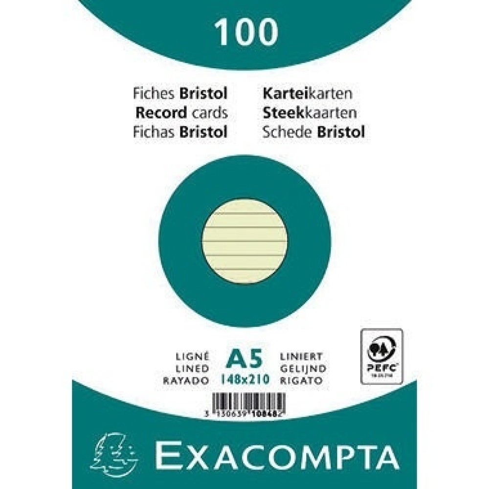 Produktabbildung: Exacompta Karteikarte 10848SE DIN A5 liniert grün 100 St./Pack.