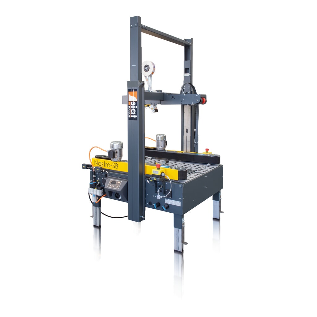 Produktabbildung: SIAT Kartonverschlussmaschine NASTRO-SB™ R5B-L, mit 50 mm Verschlussaggregat, für Kartonmaße HxBxT 50-500 x 105-500 x 150 mm
