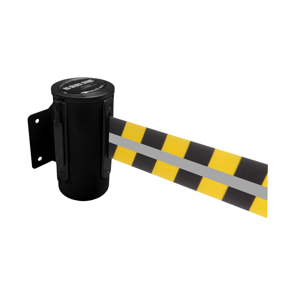 Zdjęcie produktu nr 1: Kaseta taśmy RS-GUIDESYSTEMS® GLW 25-J REFLECTO, montaż ścienny, długość 4 m, szerokość 50 mm, obudowa czarna, taśma czarno-żółta