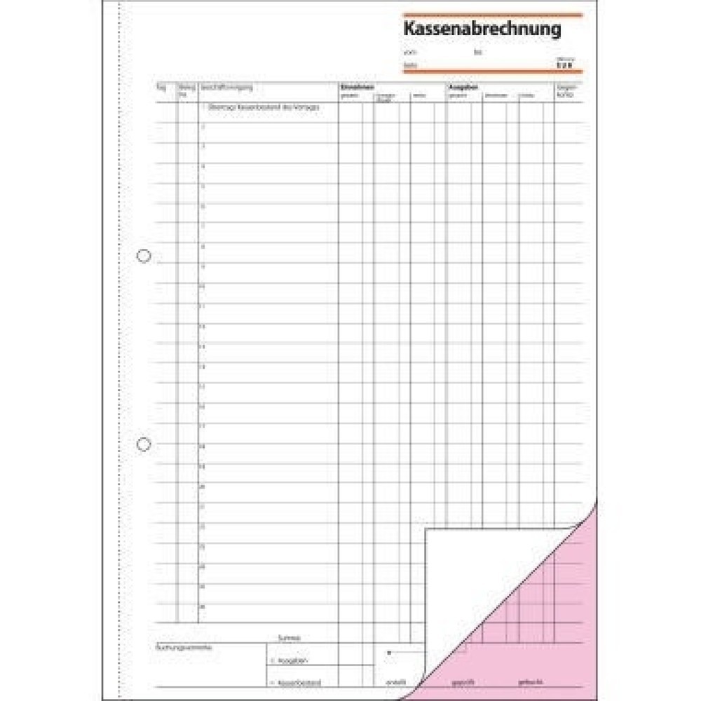 Produktabbildung: Sigel Kassenabrechnung KG425 DIN A4 2x50Blatt