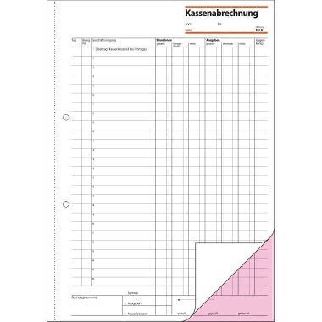 Sigel Kassenabrechnung KG425 DIN A4 2x50Blatt Produktabbildung: Sigel Kassenabrechnung KG425 DIN A4 2x50Blatt