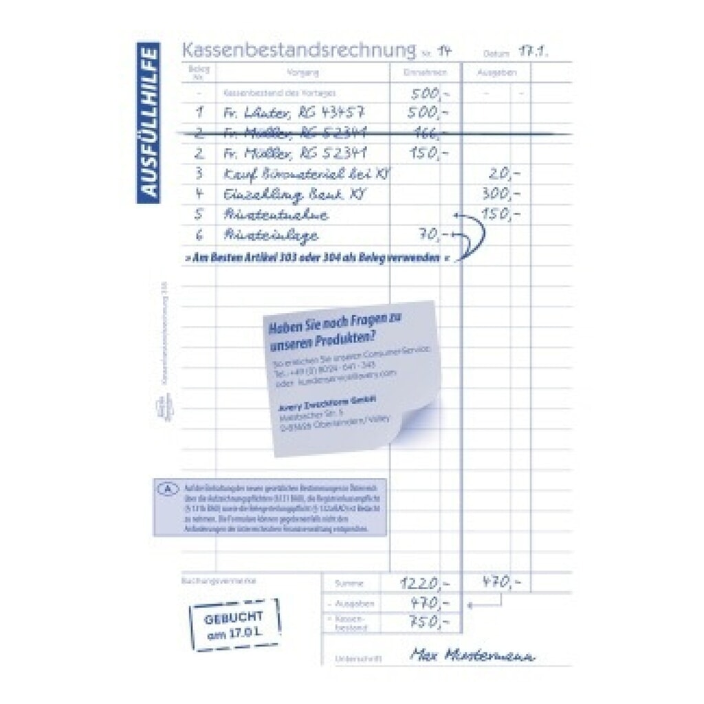 Avery Zweckform Kassenbericht 318 DIN A5 50Blatt Produktabbildung Nr. 6: Avery Zweckform Kassenbericht 318 DIN A5 50Blatt