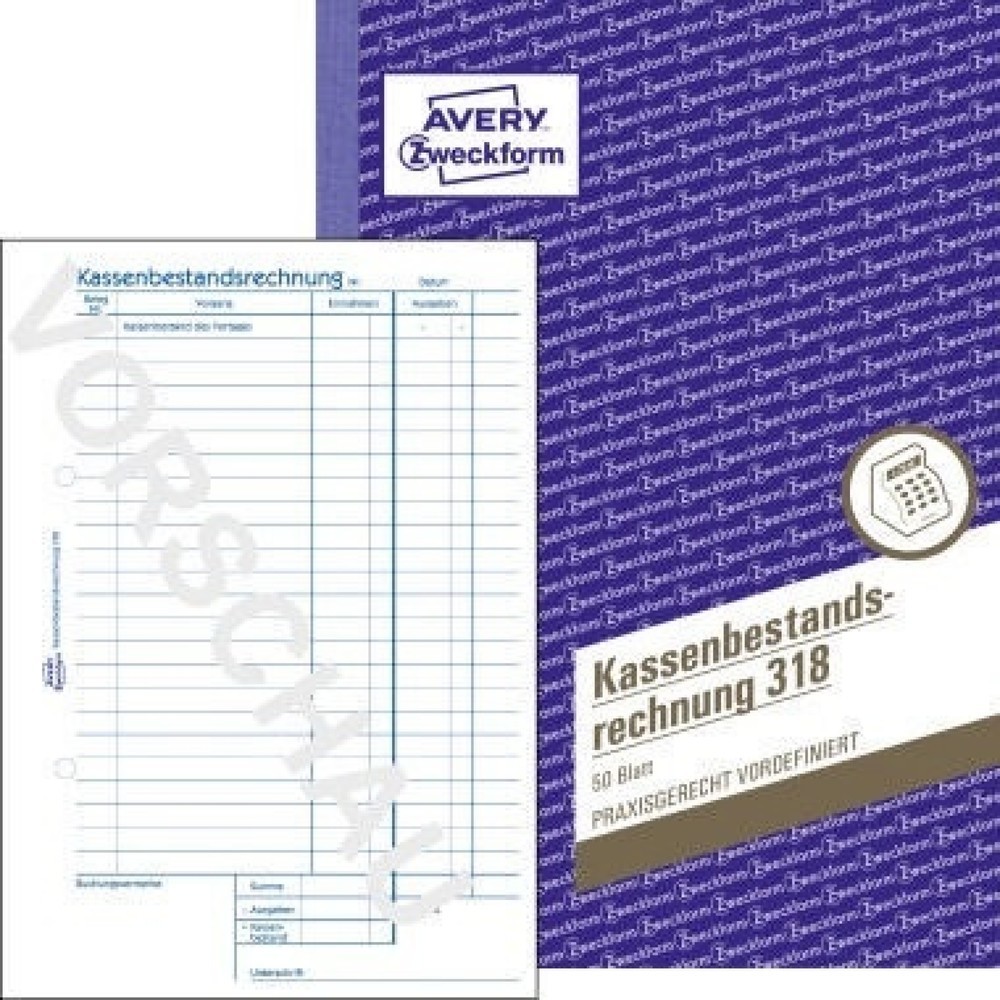 Produktabbildung: Avery Zweckform Kassenbericht 318 DIN A5 50Blatt