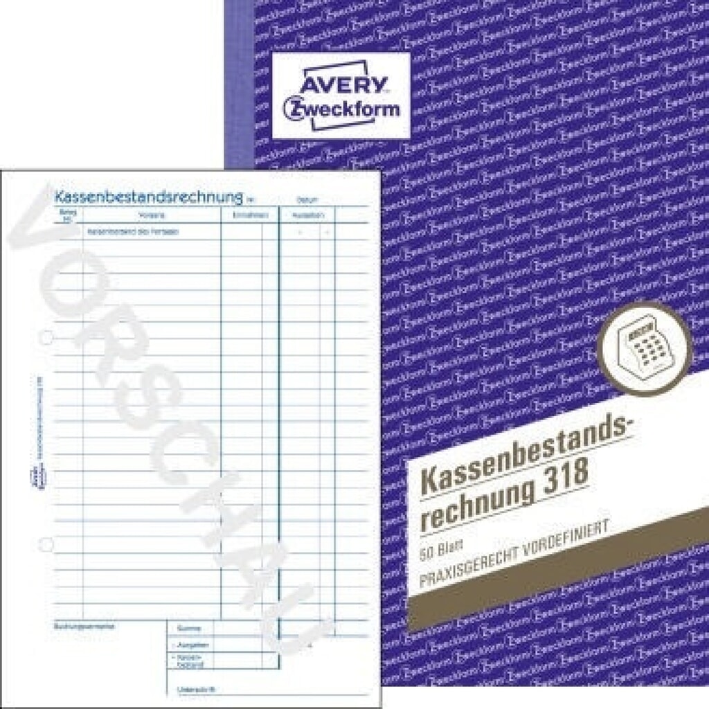 Produktabbildung: Avery Zweckform Kassenbericht 318 DIN A5 50Blatt