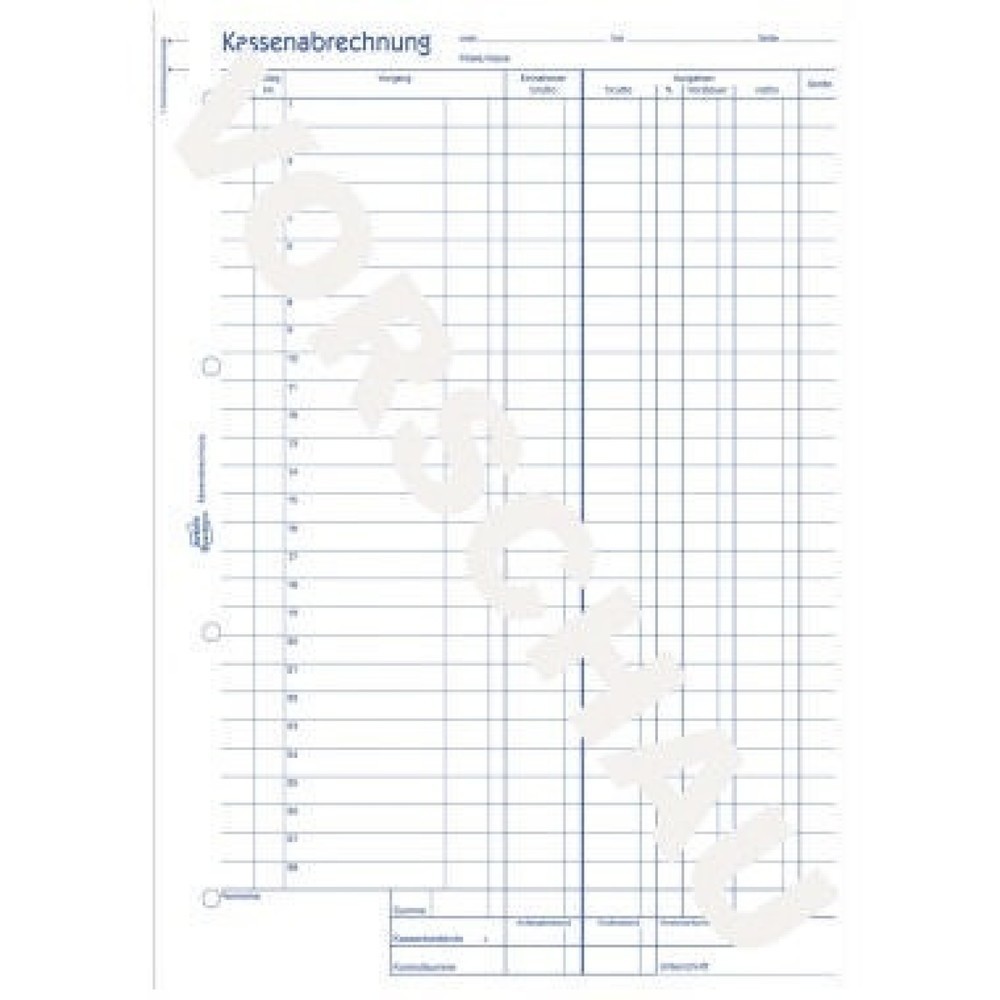 Produktabbildung: Avery Zweckform Kassenabrechnung 428 DIN A4 2x50Blatt