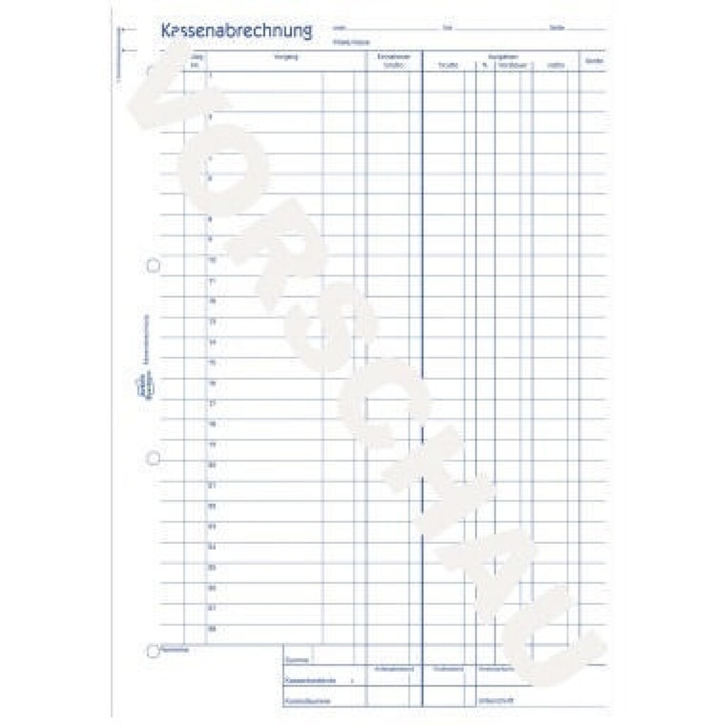 Produktabbildung: Avery Zweckform Kassenabrechnung 428 DIN A4 2x50Blatt