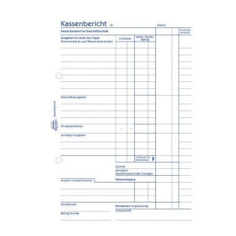 Produktabbildung: Avery Zweckform Kassenbericht 305 DIN A5 50Blatt