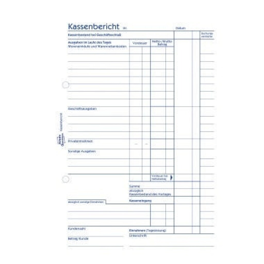 Produktabbildung: Avery Zweckform Kassenbericht 305 DIN A5 50Blatt
