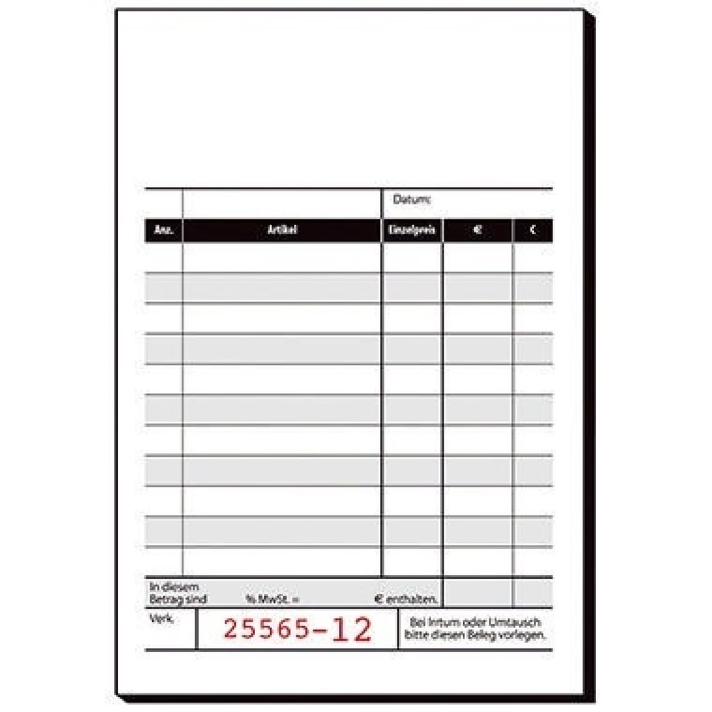 Produktabbildung: Sigel Kassenblock KC620 100x165mm 2x50Blatt