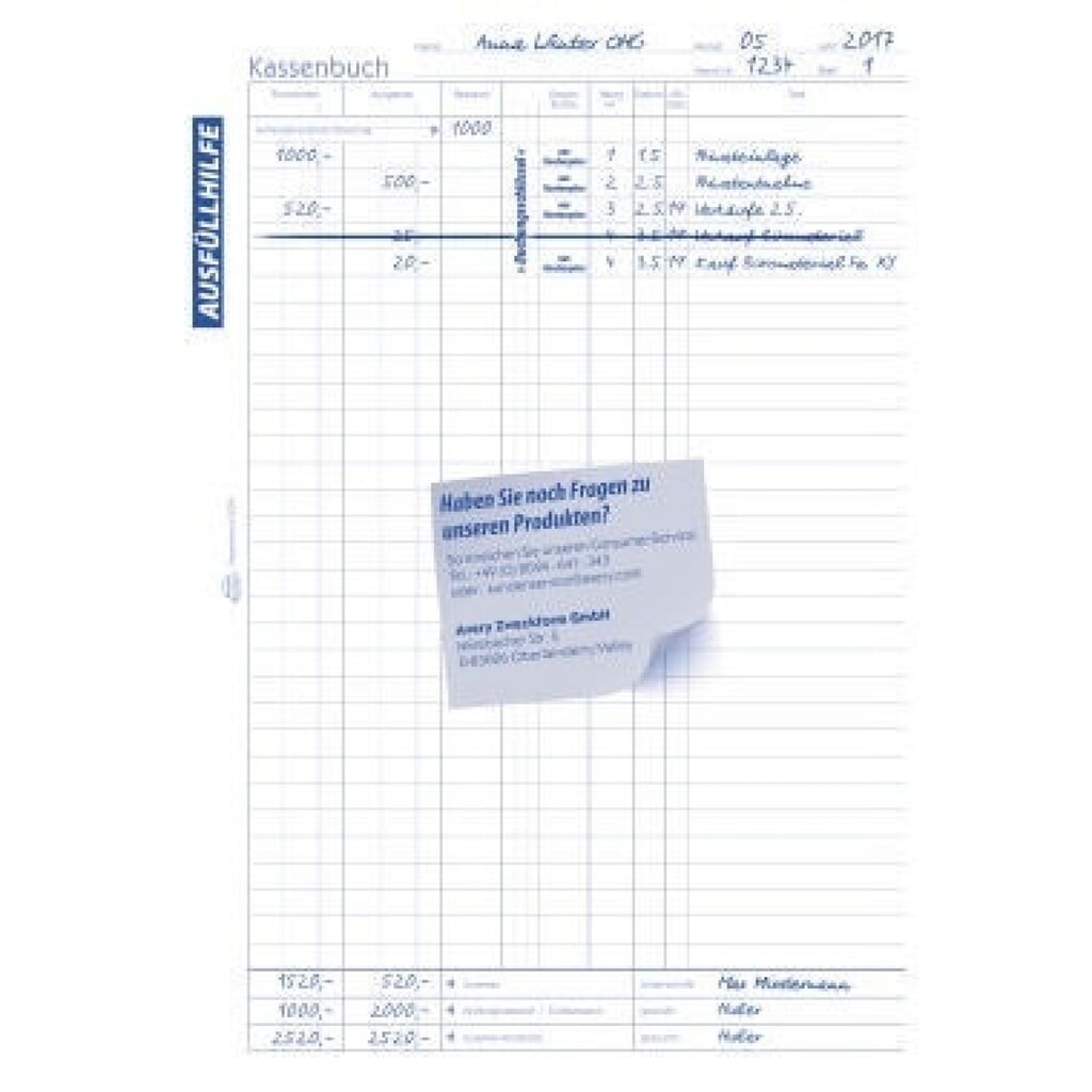 Avery Zweckform Kassenbuch 426 DIN A4 100Blatt Produktabbildung Nr. 6: Avery Zweckform Kassenbuch 426 DIN A4 100Blatt