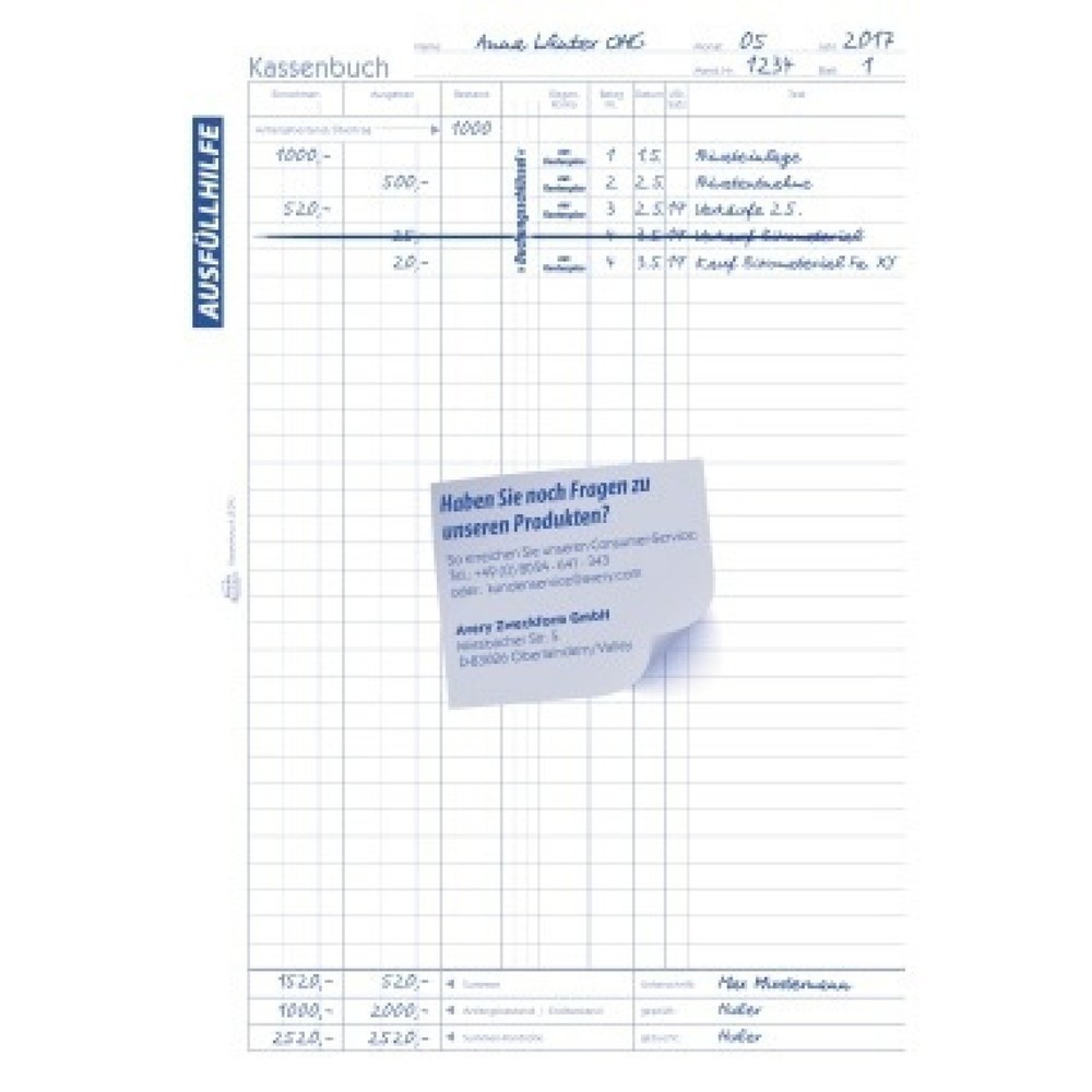 Produktabbildung Nr. 9: Avery Zweckform Kassenbuch 1756 DIN A4 40Blatt