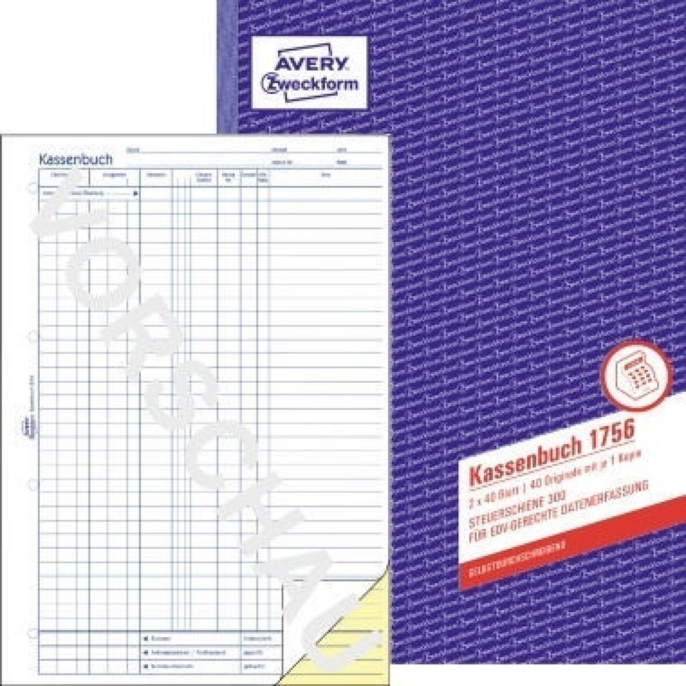 Produktabbildung: Avery Zweckform Kassenbuch 1756 DIN A4 40Blatt