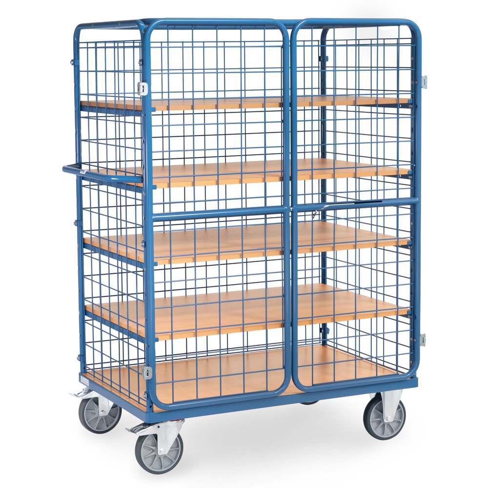 Productafbeelding nr. 4: Kastwagen fetra®, draagvermogen 600 kg, gaaswanden, met dubbele draaideur, 5 etages van 1.200 x 800 mm