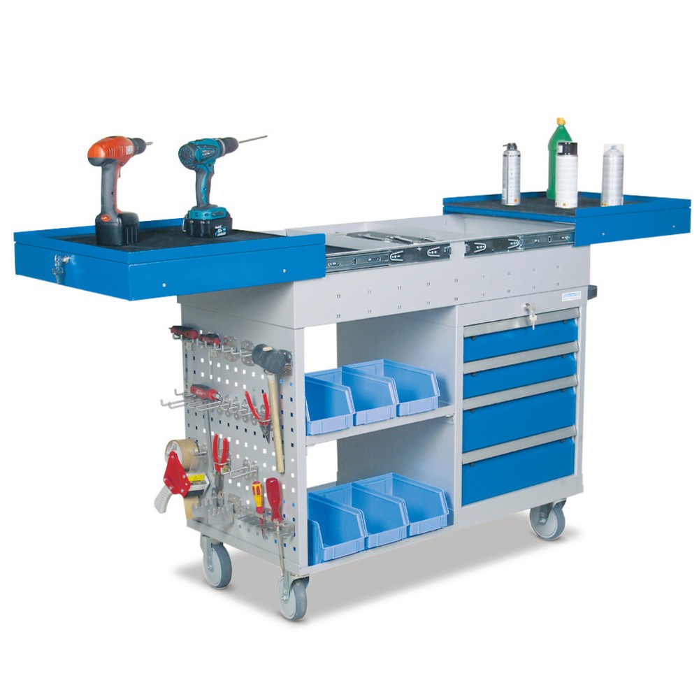 Product afbeelding: Kastwagen, 4 lades, 2 legborden, telescooprail, cap. 500 kg