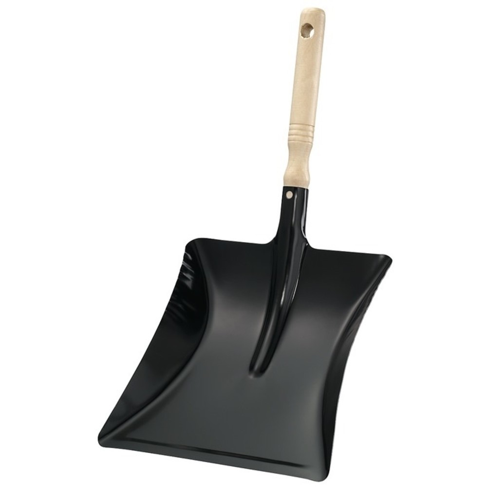 Produktabbildung: Kehrschaufel m.Holzgriff MET schwarz lack.Bl.L220xB230mm