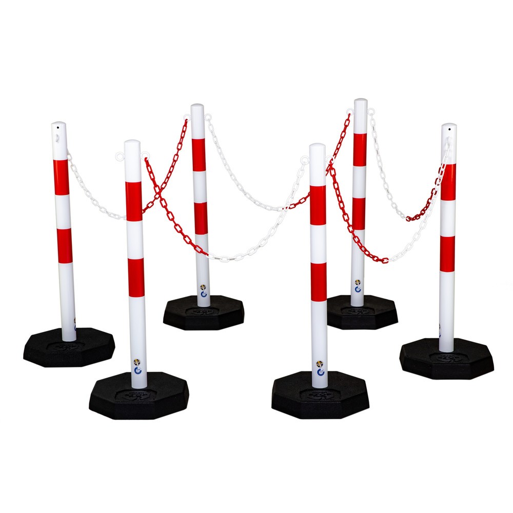 Product afbeelding: Kettingpalenset dancop KPS, kunststof ketting 25 m, rood/wit, 6 stuks/VE