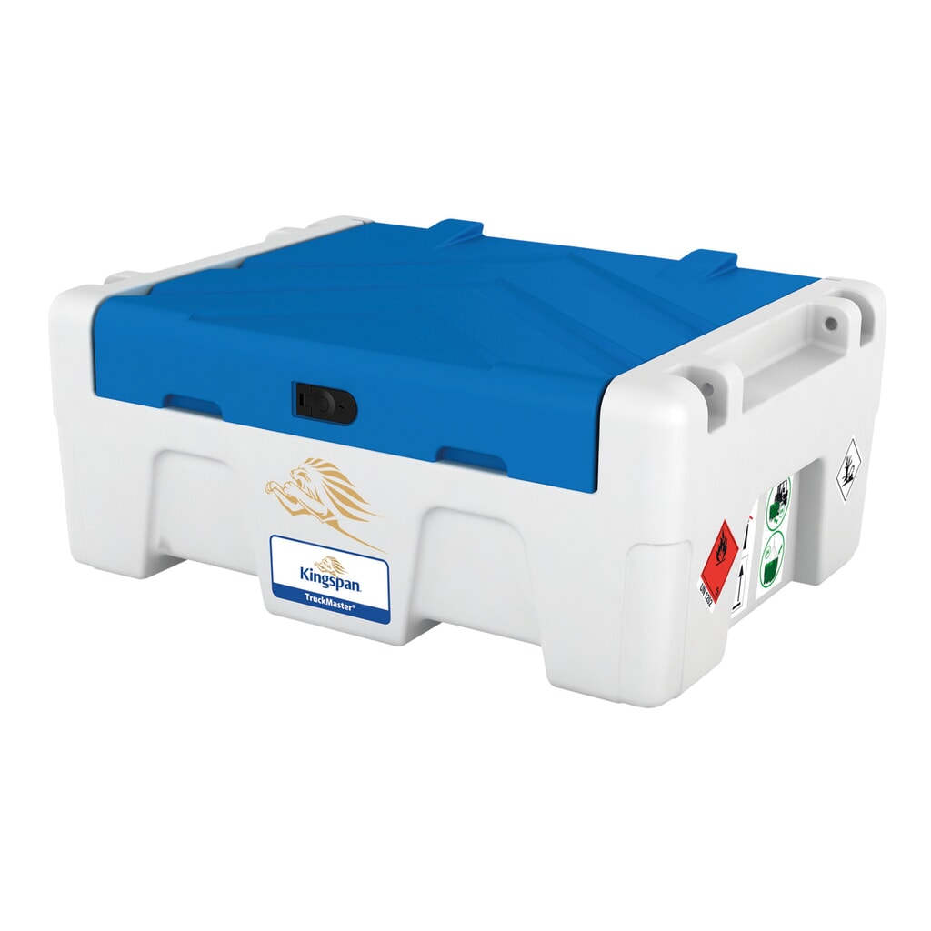 Produktabbildung: Kingspan® BlueTruckMaster® „Flachbau", AdBlue®-Tank, 12 V DC-Pumpe, 35 l/min, manuelles Zählwerk, 200 Liter