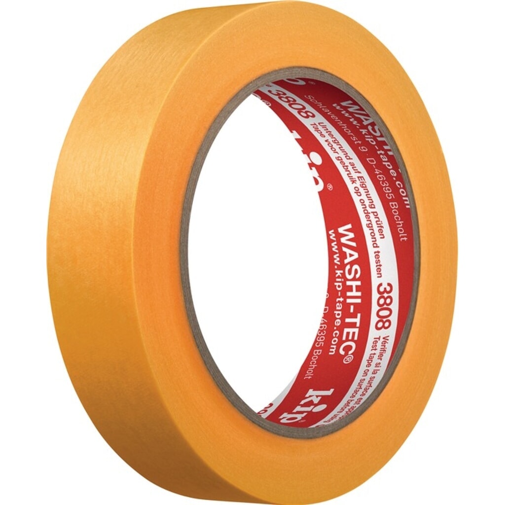Produktabbildung: KIP Abdeckband 3808 WASHI-TEC® Premium glatt gelb L.50m B.36mm Rl