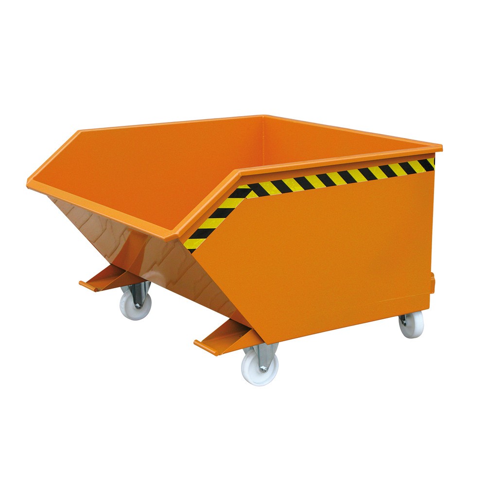 Produktabbildung: Eichinger® Kippbehälter mit Abrollautomatik, niedrige Bauhöhe, Volumen 0,3 m³, reinorange