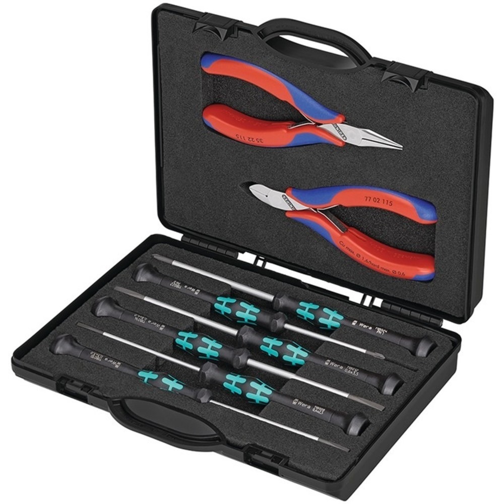 Illustration du produit: Jeu d’outils électroniques 8 pièces dans coffret en plastique KNIPEX