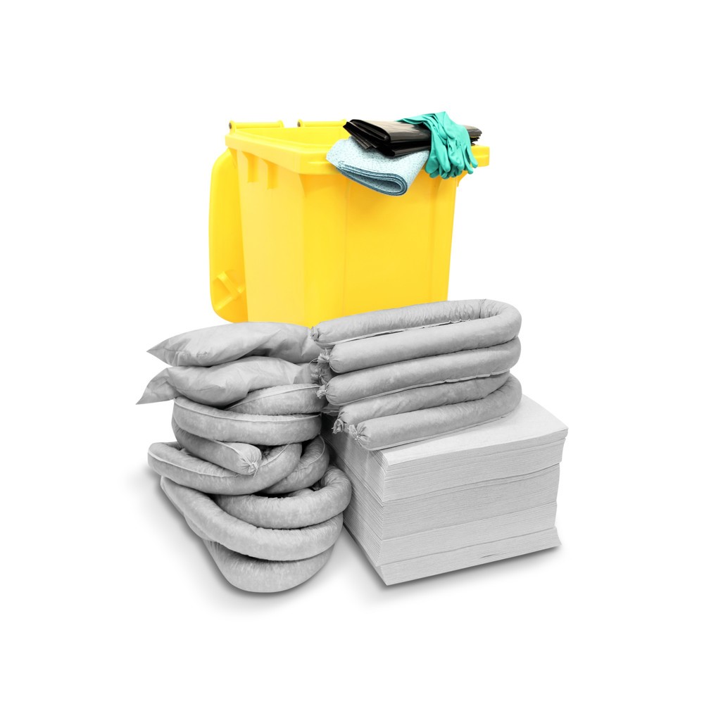 Illustration du produit: Kit d’urgence Universel, cuve à roulettes, contenance 200 l, grise