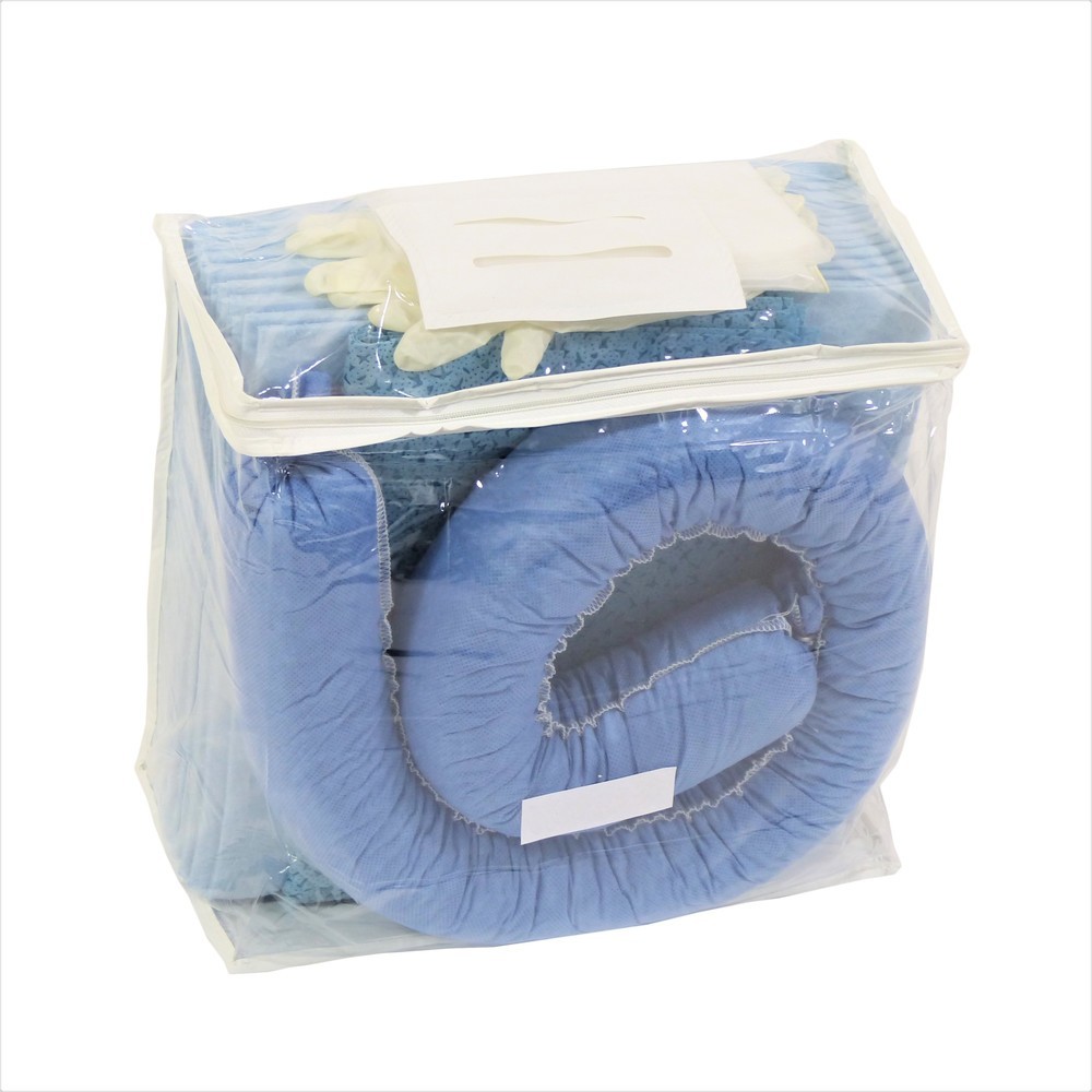 Immagine del prodotto: Kit di emergenza in borsa in PVC, oli, capacità di assorbimento 20 l, blu