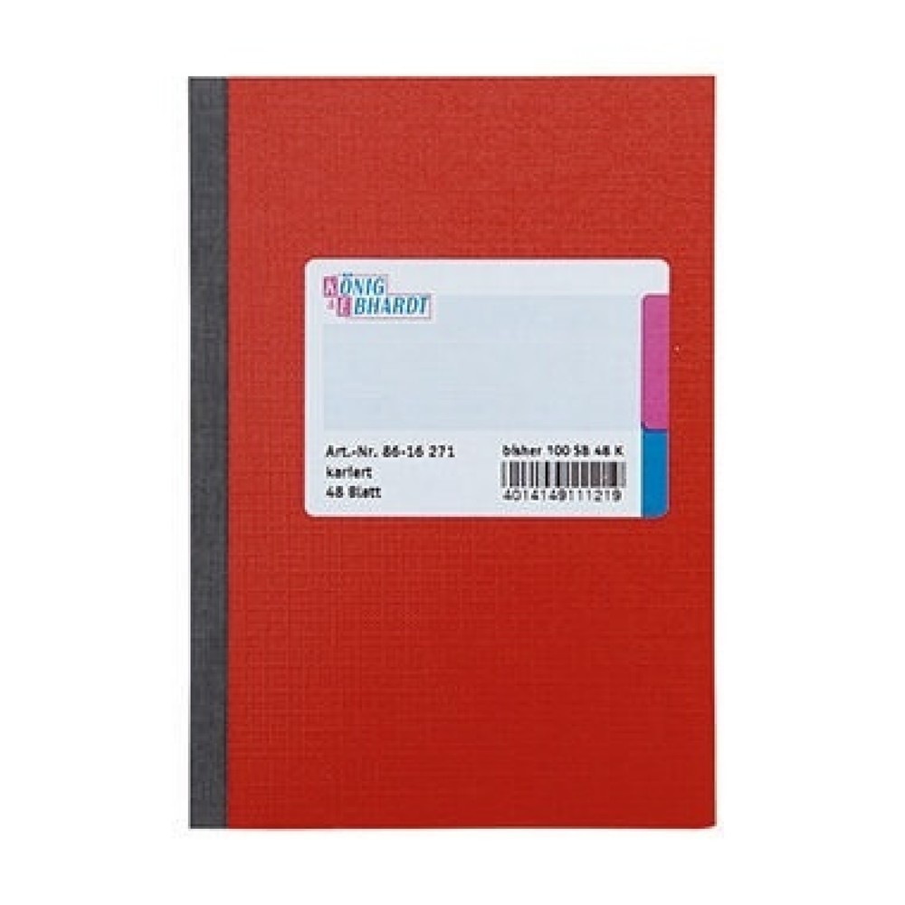 Produktabbildung: König & Ebhardt Kladde 8616271 DIN A6 kariert 48Blatt rot