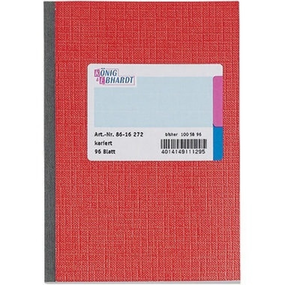 Produktabbildung: König & Ebhardt Kladde 8616272 DIN A6 kariert 96Blatt rot