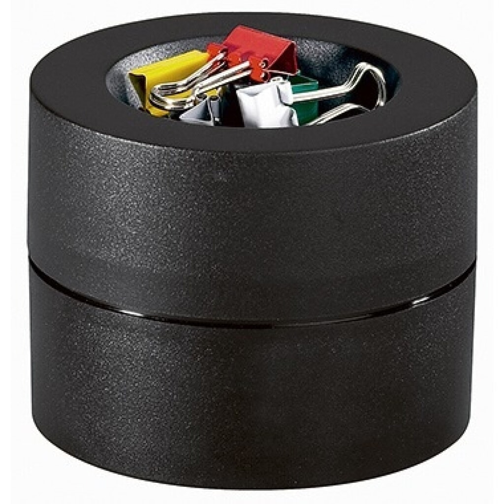 MAUL Klammerspender 3012490 7,3x6cm rund Kunststoff schwarz +Klammern Produktabbildung Nr. 1: MAUL Klammerspender 3012490 7,3x6cm rund Kunststoff schwarz +Klammern