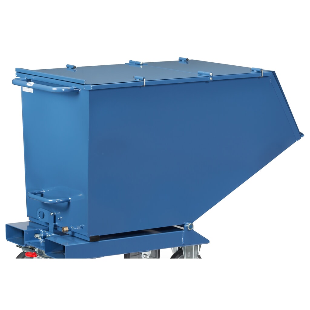 Klappbarer Deckel für fetra® Muldenkipper, mit Rollen, blau, 0,45 m³ Produktabbildung Nr. 1: Klappbarer Deckel für fetra® Muldenkipper, mit Rollen, blau, 0,45 m³