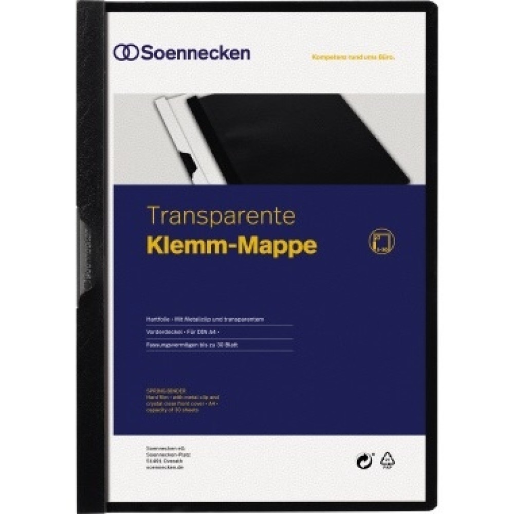 Produktabbildung: Soennecken Klemmmappe 3320 DIN A4 bis 30Blatt PVC schwarz