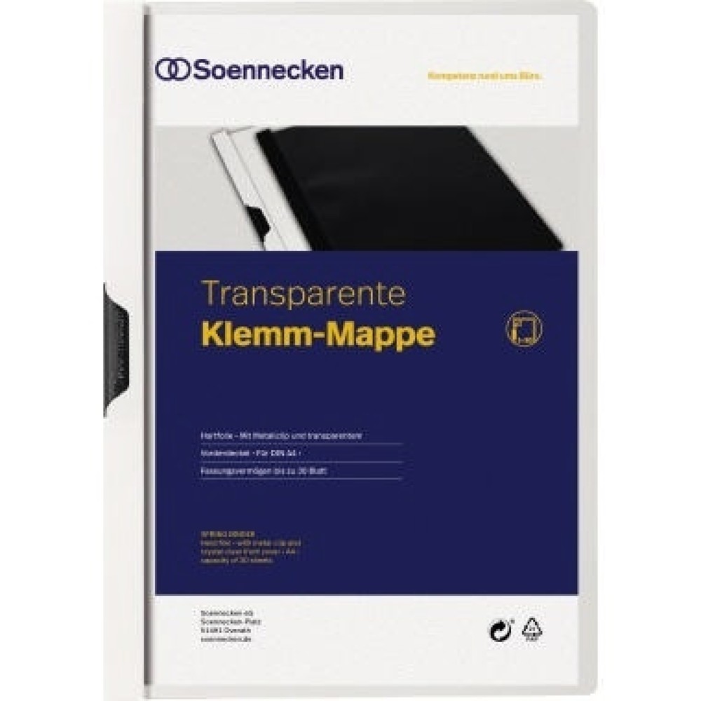 Produktabbildung: Soennecken Klemmmappe 3314 DIN A4 bis 30Blatt PVC weiß