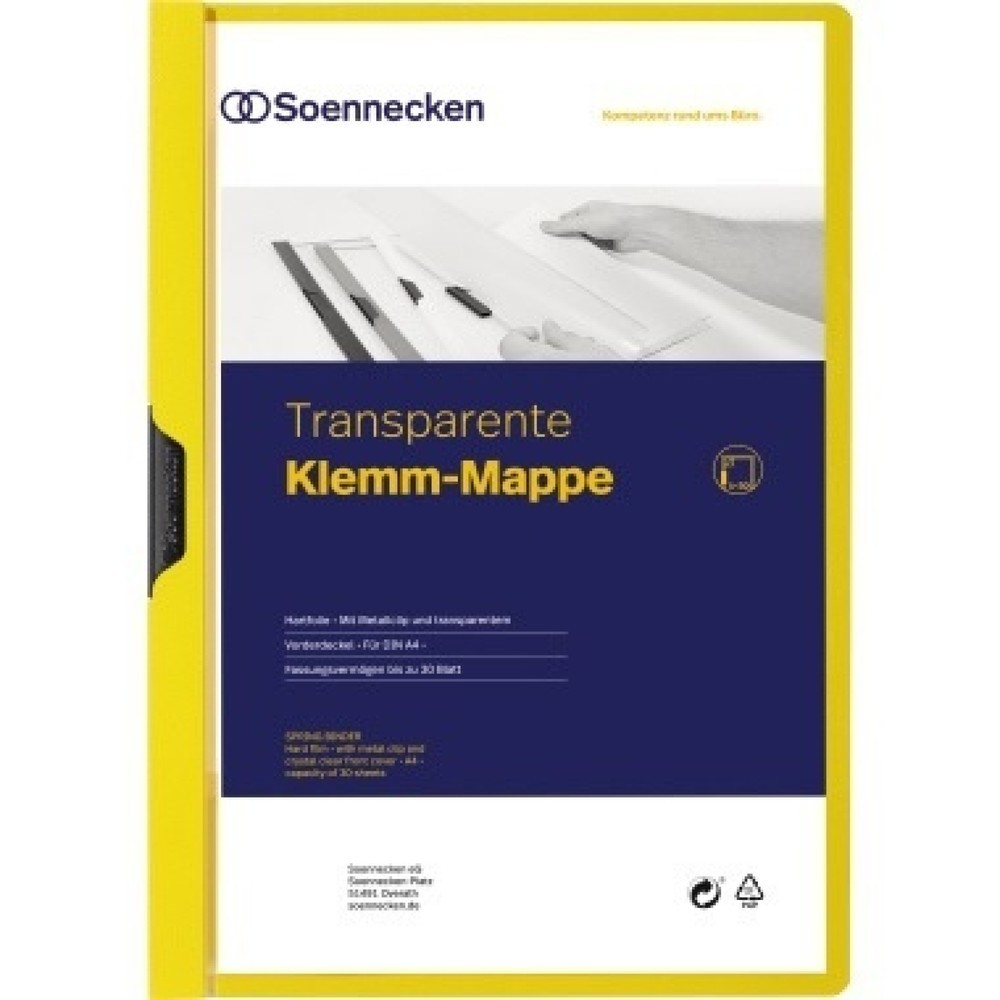 Produktabbildung: Soennecken Klemmmappe 3315 DIN A4 bis 30Blatt PVC gelb