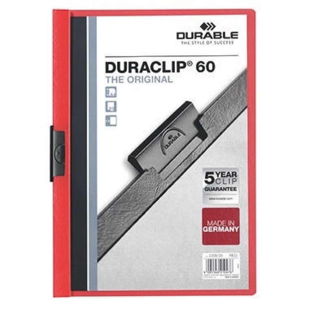 Produktabbildung: DURABLE Klemmmappe DURACLIP 60 220903 DIN A4 Hartfolie rot