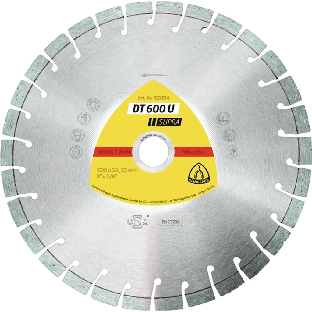 KLINGSPOR Diamanttrennscheibe DT 600 U Supra D.125mm Bohr.22,23mm 9mm 20mm Produktabbildung: KLINGSPOR Diamanttrennscheibe DT 600 U Supra D.125mm Bohr.22,23mm 9mm 20mm