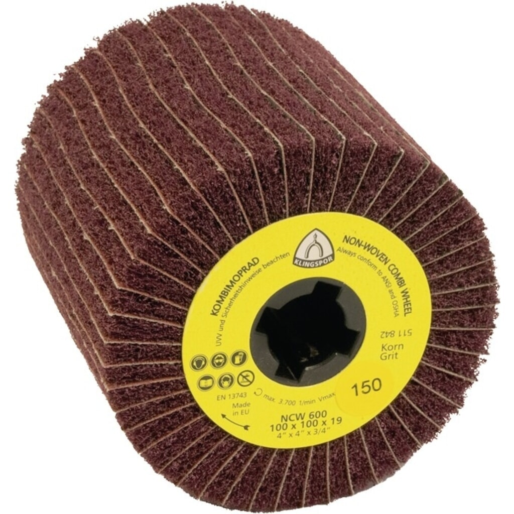 KLINGSPOR Satinierwalze NCW 600 S COMBI, Ø100xB100mm, 100, 19 mm Produktabbildung: KLINGSPOR Satinierwalze NCW 600 S COMBI, Ø100xB100mm, 100, 19 mm