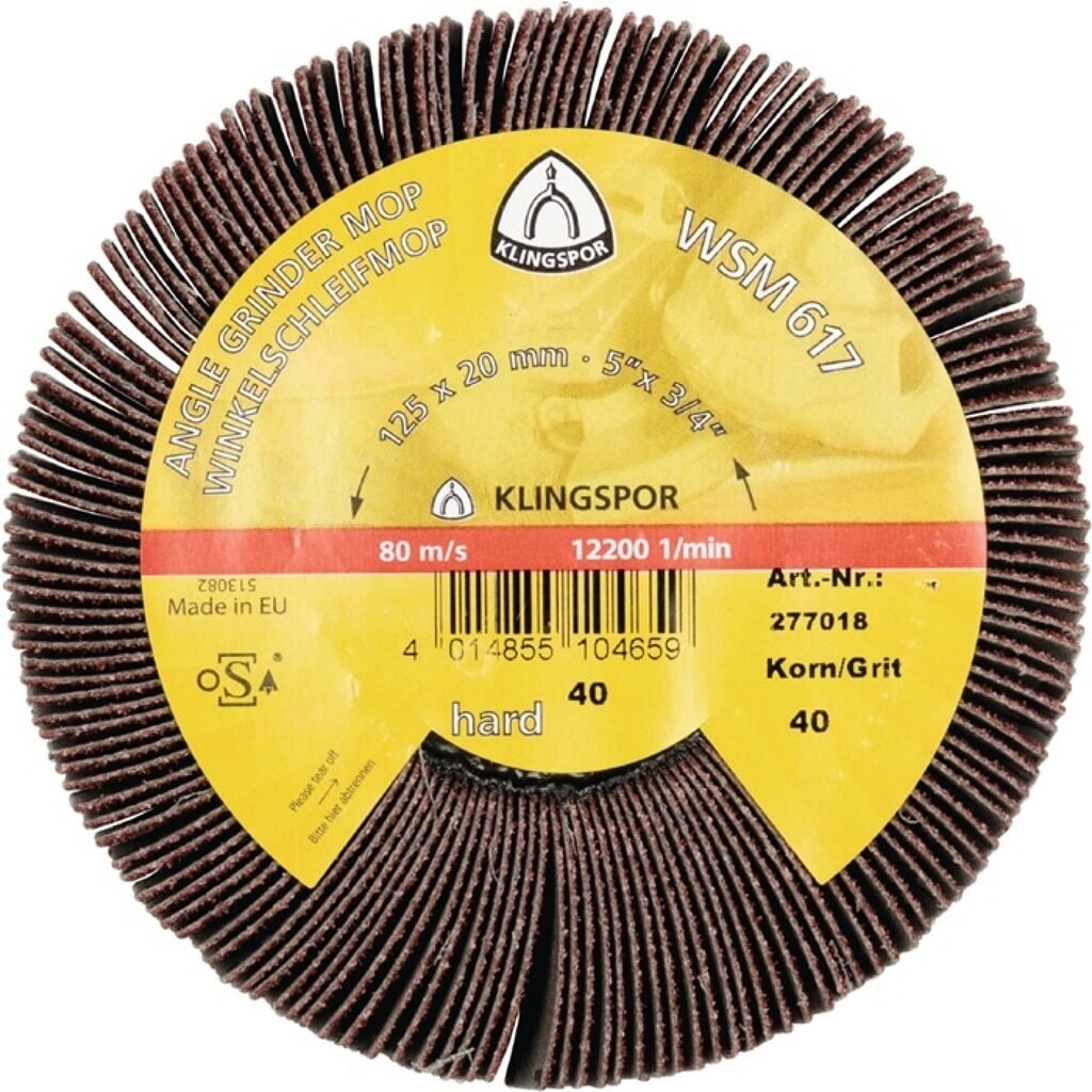 KLINGSPOR Schleifmoprad WSM 617, Ø125xB20mm, 40 braun, M14 Produktabbildung: KLINGSPOR Schleifmoprad WSM 617, Ø125xB20mm, 40 braun, M14
