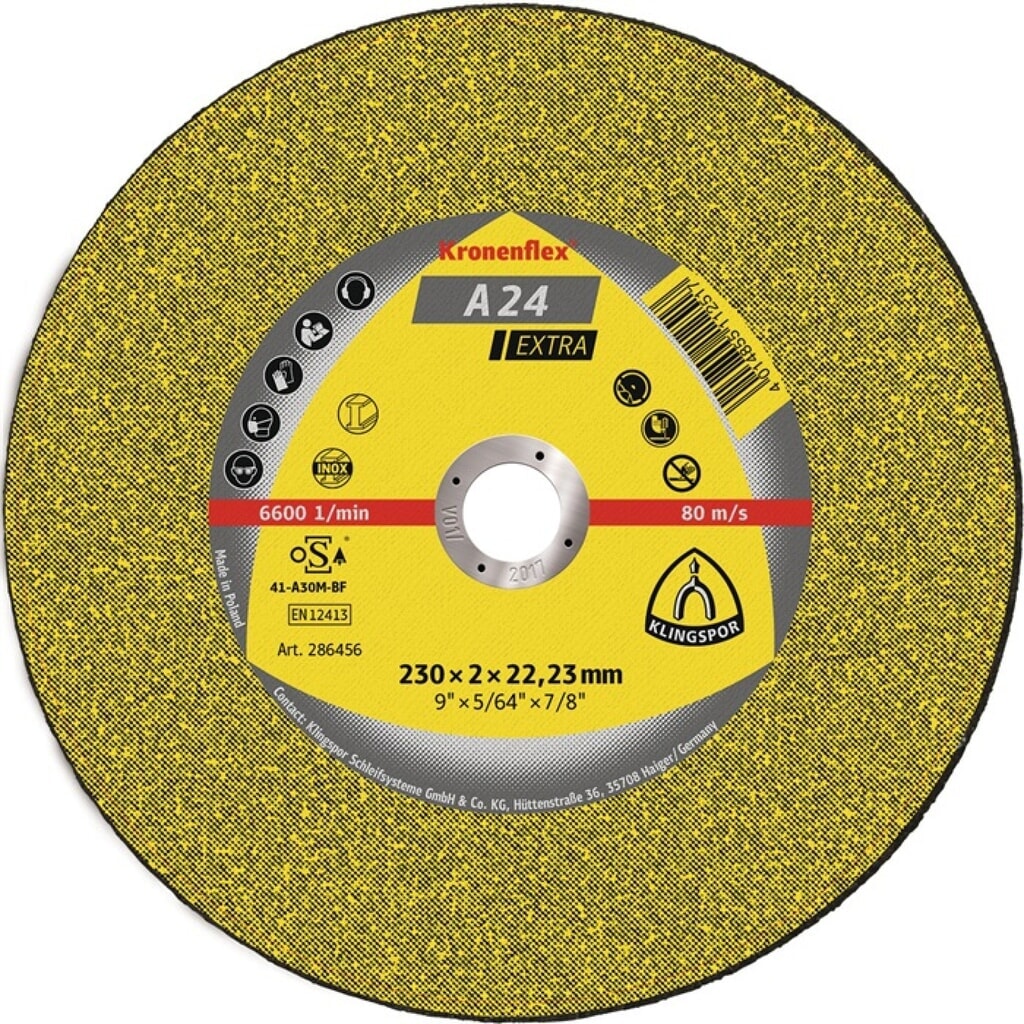 KLINGSPOR Trennscheibe A 24 Extra D115x2,5mm gekr.STA Bohr.22,23mm Produktabbildung: KLINGSPOR Trennscheibe A 24 Extra D115x2,5mm gekr.STA Bohr.22,23mm