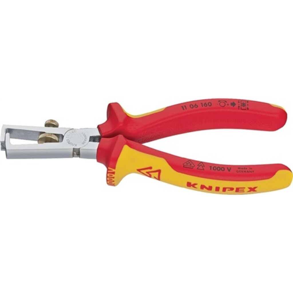 Abisolierzange L.160mm VDE verchr.2K-Hülle m.Öffnungsfeder KNIPEX Produktabbildung: Abisolierzange L.160mm VDE verchr.2K-Hülle m.Öffnungsfeder KNIPEX