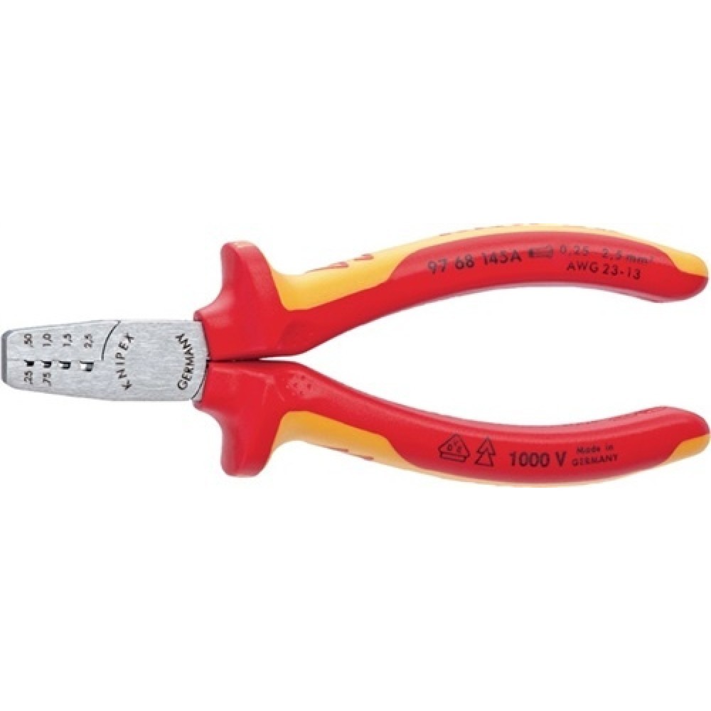 Produktabbildung Nr. 1: Aderendhülsenzange L.145mm 0,25-2,5 (AWG 23-13) mm² pol.2K-Hülle VDE KNIPEX