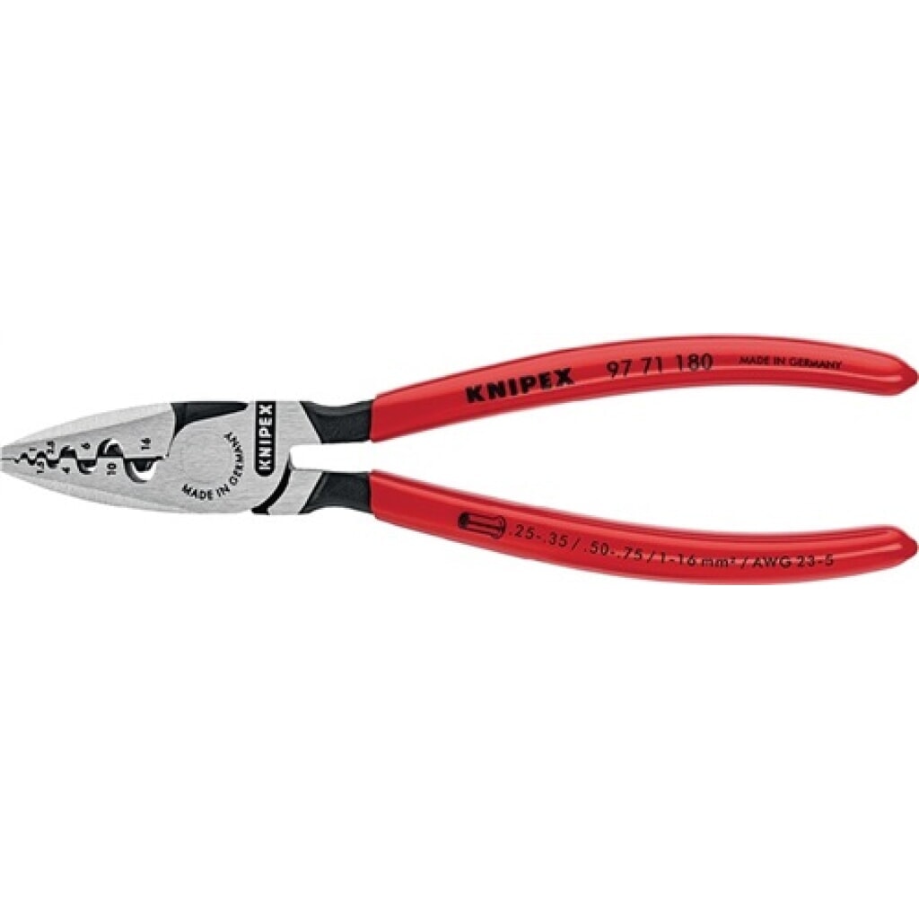Aderendhülsenzange L.180mm 0,25-16,0 (AWG 23-5) mm² pol.Ku.-Überzug KNIPEX Produktabbildung: Aderendhülsenzange L.180mm 0,25-16,0 (AWG 23-5) mm² pol.Ku.-Überzug KNIPEX