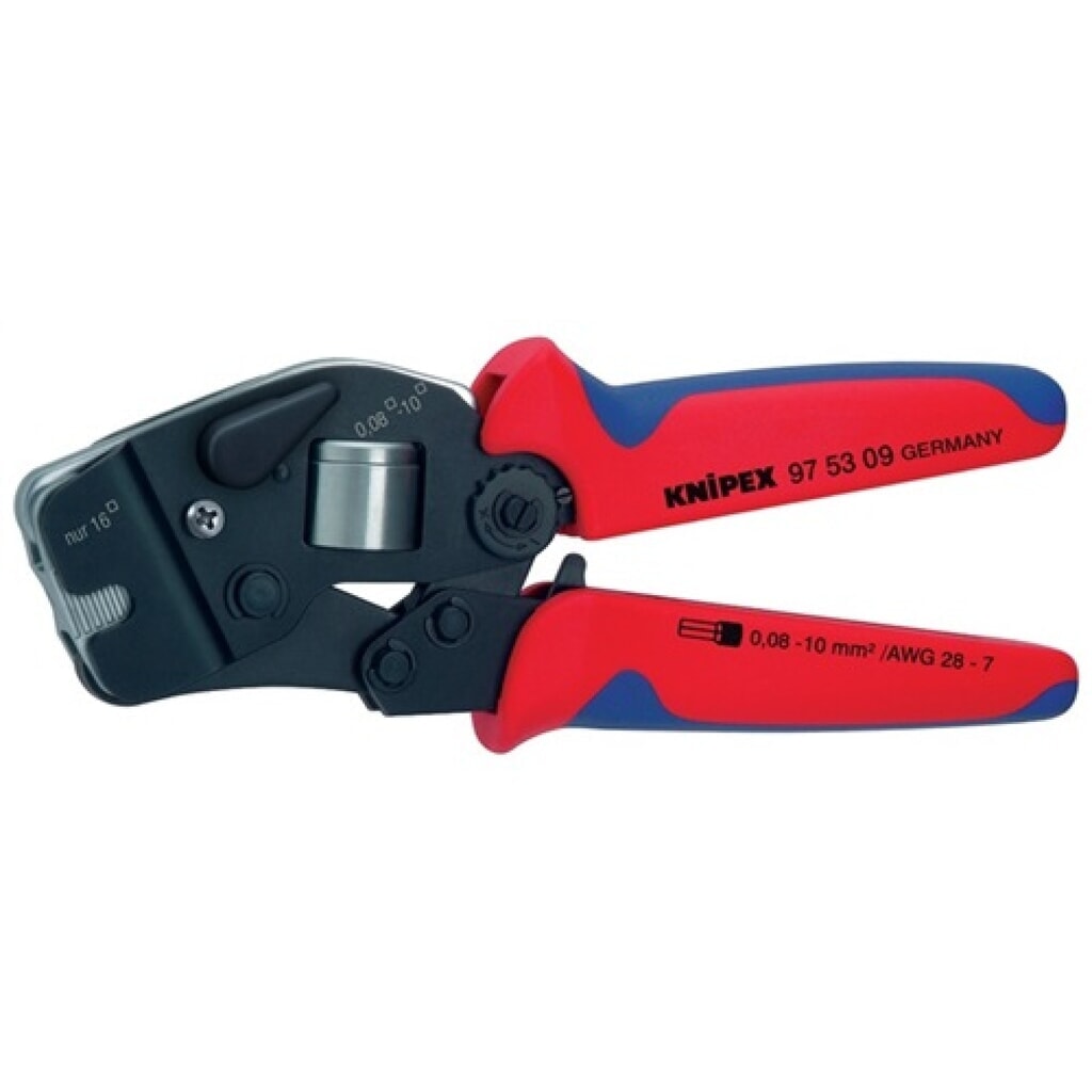 Crimpzange L.190mm 0,08-10,0+16 (AWG 28-5 ) mm² brün.2K-Hülle KNIPEX Produktabbildung: Crimpzange L.190mm 0,08-10,0+16 (AWG 28-5 ) mm² brün.2K-Hülle KNIPEX