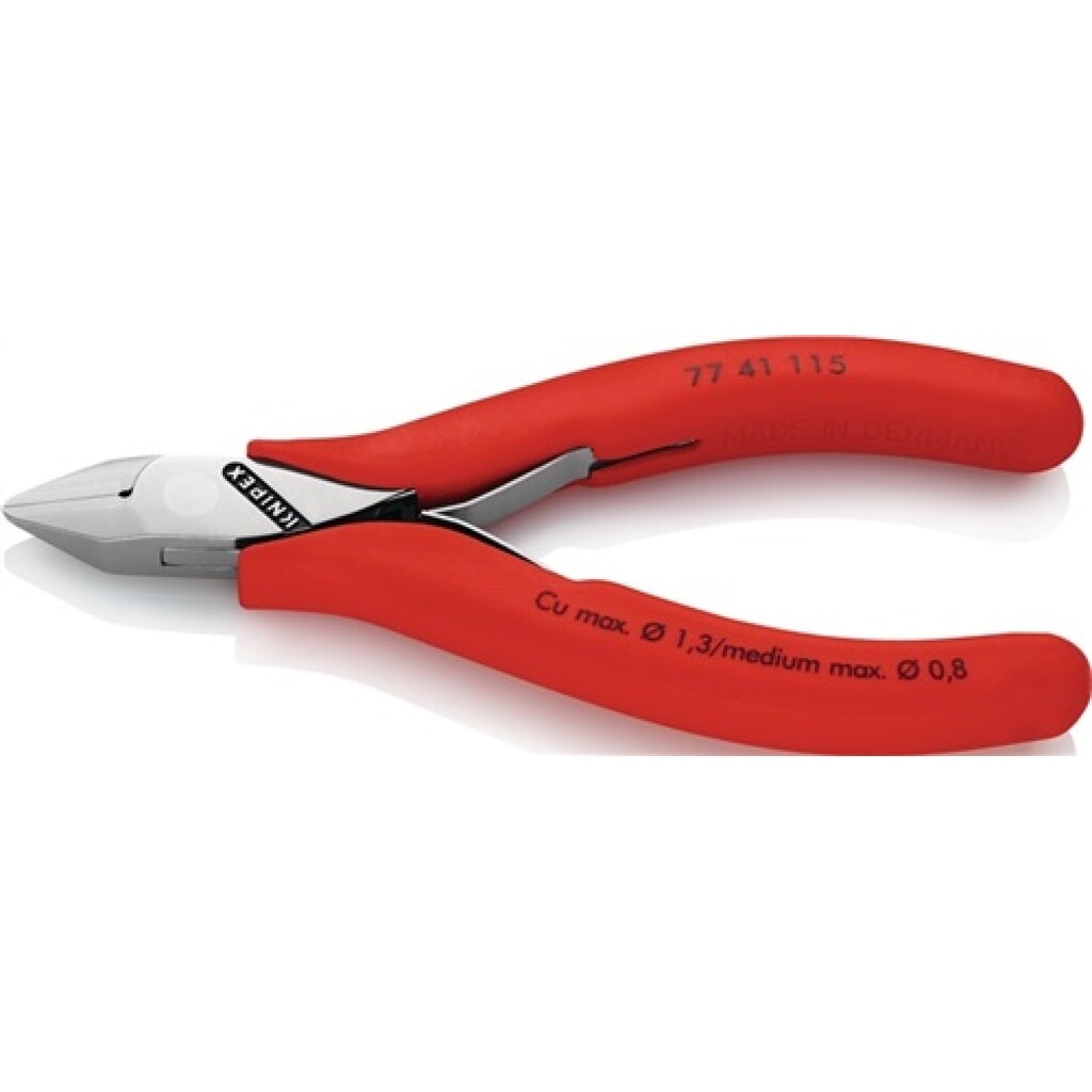 Produktabbildung: Elektron.Seitenschneider L.115mm spitz 60HRc m.Feder KNIPEX m.Ku.-Hüllen