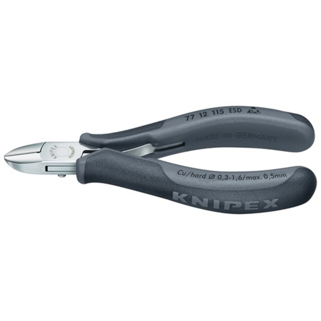 Produktabbildung: Elektron.Seitenschneider L.115mm rd. m.Klemme KNIPEX Mehrkomp.-Hüllen