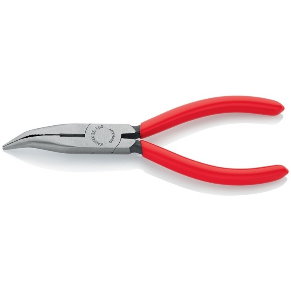 Knipex Flachrundzange, Länge 160 mm flach/rund 40° gewinkelt, poliert Kunststoffüberzug Produktabbildung: Knipex Flachrundzange, Länge 160 mm flach/rund 40° gewinkelt, poliert Kunststoffüberzug