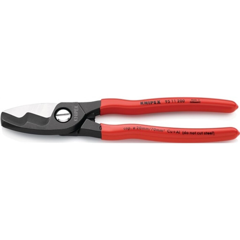 Kabelschere L.200mm max.70mm2 brün. m.Ku.-Überzug KNIPEX m.Klemmschutz Produktabbildung: Kabelschere L.200mm max.70mm2 brün. m.Ku.-Überzug KNIPEX m.Klemmschutz